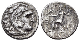 KINGS of THRACE.Lysimachos.(305-281 BC).In the name and types of Alexander III. Kolophon.Drachm

Obv : Head of Herakles right, wearing lion skin

Rev ...