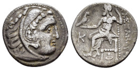 KINGS of MACEDON. Alexander III The Great.(336-323 BC).Kolophon.Drachm.

Obv : Head of Herakles right, wearing lion skin.

Rev : AΛΕΞΑΝΔΡΟΥ.
Zeus seat...