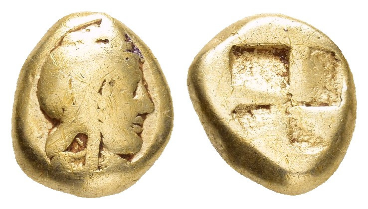 MYSIA.Kyzikos.( Circa 450-400 BC.).1/12 Stater.EL Hemihekte.

Obv : Head of Atti...