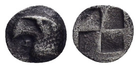 AEOLIS.Kyme.(circa 480-450 BC).Obol.

Obv : Eagle's head left.

Rev : Quadripartite incuse square
SNG Copenhagen 31; SNG Aulock 1623.

Condition : Ver...