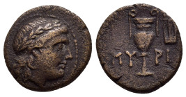 AEOLIS. Myrina.(2nd-1st centuries BC).Ae.

Weight : 3.31 gr
Diameter : 16 mm
