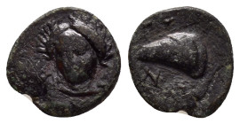 AEOLIS.Gyrneion.(4th century BC).Ae.

Weight : 0.96 gr
Diameter : 11 mm