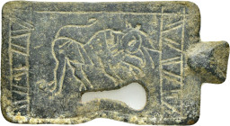 ROMAN BRONZE MILITARY BUCKLE.(1st-2nd century).Ae.

Weight : 27.2 gr
Diameter : 58 mm