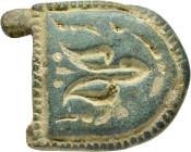 ROMAN BRONZE MILITARY BUCKLE.(1st-2nd century).Ae.

Weight : 21.2 gr
Diameter : 34 mm