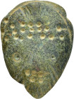 ROMAN BRONZE MASK.(1st-2nd century).Ae.

Weight : 13.02 gr
Diameter : 32 mm