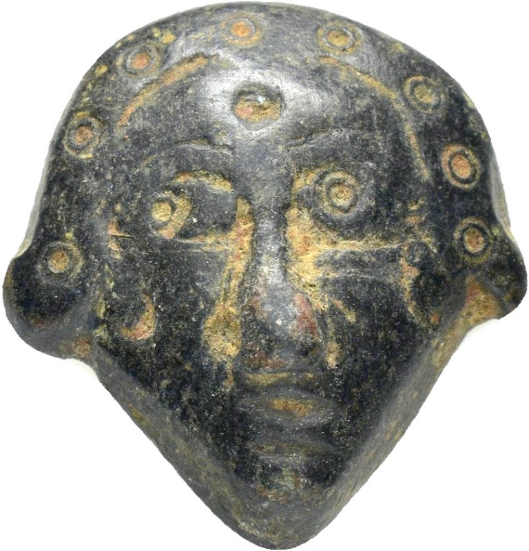 ANCİENT ROMAN BRONZE MASK.

Weight : 9.5 gr
Diameter : 23 mm