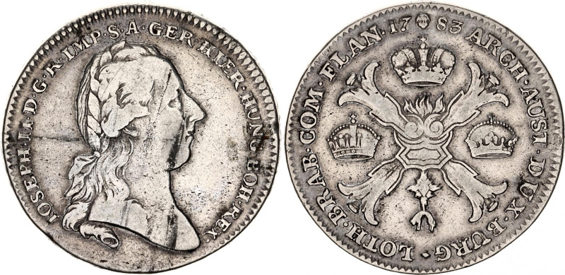 Austrian Netherlands 1 Kronentaler 1783
KM# 32, Dav. 1284, N# 46363; Silver; Jo...