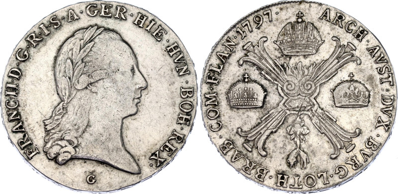 Austrian Netherlands 1 Kronentaler 1797 G
KM# 62.1, N# 23333; Silver 29.45 g.; ...