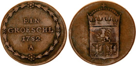 Bohemia 1 Gröschl 1782 A
KM# 818, N# 18507; Copper; Josef II; Vienna Mint; VF
