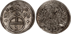 Bohemia Silesia Oppeln 3 Pfennig 1696
KM# 438, N# 47291; Silver 0.60 g.; Leopold I; VF