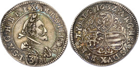 Austria 3 Kreuzer 1632
KM# 709, N# 73093; Silver; Ferdinand II; Graz Mint; AUNC with nice toning