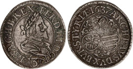 Austria 3 Kreuzer 1637
KM# 833; N# 53518; Silver; Ferdinand III; Graz Mint; XF-.