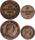 Austria 1/4 - 1 Kreuzer 1781 -1790
KM# 2051, 2056; Copper; Joseph II; XF