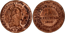 Austria 1 Kreutzer 1812 B
KM# 2112, N# 7097; Copper; Francis I of Austria; XF