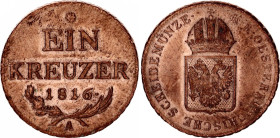 Austria 1 Kreuzer 1816 A
KM# 2113, N# 3169; Copper; Franz I; Vienna Mint; UNC