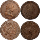Austria 2 x 6 Kreuzer 1800 C-S
KM# 2128, N# 5217; Copper; Francis II (1792-1806); one coin coated with protective varnish; VF-XF