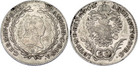 Austria 20 Kreuzer 1794 B
KM# 2139, N# 22610; Silver; Franz II; XF, unmounted