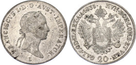 Austria 20 Kreuzer 1835 E
KM# 2147, N# 14712; Silver; Franz I; VF