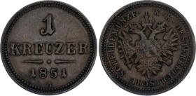 Austria 1 Kreuzer 1851 A
KM# 2185, N# 4847; Copper; XF