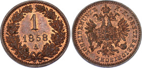 Austria 1 Kreuzer 1858 A
KM# 2186, N# 2360; Copper; Franz Joseph I; UNC, RD