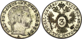 Austria 3 Kreuzer 1848 A
KM# 2191, N# 20701; Silver; Ferdinand I; AUNC