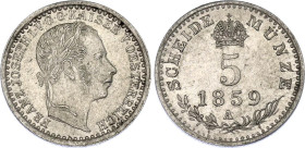 Austria 5 Kreuzer 1859 A
KM# 2197, N# 19930; Billon; Franz Joseph I; UNC with minor hairlines