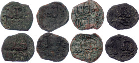 Byzantium 4 x Follis 741 - 775 AD
SB 1569; Copper; Constantine V Copronymus, with Leo IV and Leo III; Obv: Constantine and Leo IV standing facing, ea...