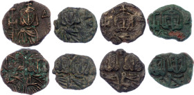 Byzantium 4 x Follis 741 - 775 AD
SB 1569; Copper; Constantine V Copronymus, with Leo IV and Leo III; Obv: Constantine and Leo IV standing facing, ea...
