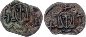 Byzantium Nummus 802 - 811 AD
SB 1612; Copper 1.81 g.; Nicephorus I, with Stauracius; Mint Syracuse; Obv: Crowned bust of Nicephorus I facing, wearin...