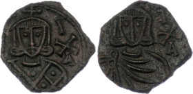 Byzantium Follis 802 - 811 AD
SB 1624; Copper 1.67 g.; Michael I Rhangabe; Mint Syracuse; Obv: Crowned bust of Michael facing, wearing loros and hold...