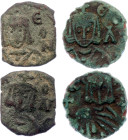 Byzantium 3 x Follis 813 - 820 AD
SB 1637; Copper; Leo V the Armenian, with Constantine; Mint Syracuse; Obv: Crowned facing bust of Leo, wearing loro...
