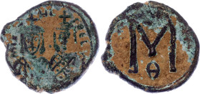 Byzantium Follis 820 - 829 AD
SB 1652; Copper 4.90 g.; Michael II the Amorian, with Theophilus; Mint Syracuse; Obv: MIXAHL S ΘЄOL Facing busts of Mic...