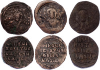 Byzantium 3 x Follis 976 - 1025 AD
Copper; Basil II Bulgaroktonos; Anonimous issue; Mint Constantinople; VF