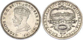 Australia 1 Florin 1927
KM# 31, N# 12501; Silver; George V; Opening of (Old) Parliament House; UNC, with Luster, minor hairlines.