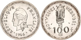 New Hebrides 100 Francs 1966
KM# 1, Schön# 6, Lec# 59, N# 10363; Silver; Paris Mint; UNC
