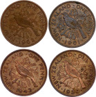 New Zealand 4 x 1 Penny 1943 - 1962
KM# 13, 24.2, N# 3918, 1591; Bronze; 4 pcs; XF