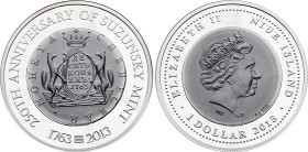 Niue 1 Dollar 2013 Suzunsky Mint
KM# 1260; Silver (.999) 1 Oz., Proof; Suzunsky Mint; Mintage 1000 - Rare official coin! Price in Krause = 100 USD