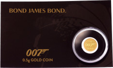 Tuvalu 2 Dollars "James Bond 007" 2020 in Original Folder
Gold (.999) 0.50 g.; Elizabeth II; Perth Mint; BUNC