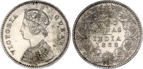 British India 2 Annas 1862
KM# 469, N# 18622; Silver; Victoria; UNC