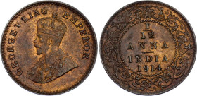 British India 1/12 Anna 1914
KM# 509, N# 1110; Bronze; George V (1910-1936); mint luster; AUNC