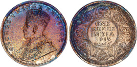 British India 1 Rupee 1919
KM# 524, N# 4851; Silver; George V; UNC with minor hairlines & amazing toning
