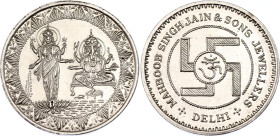 India Silver Token "Manboob Singh Jain & Sons Jewellers, Delhi" 21st Century (ND)
Silver 10.07 g., 32.5 mm; Manboob Singh Jain & Sons Jewellers, Delh...