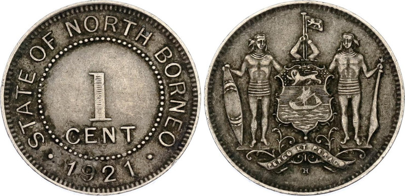 British North Borneo 1 Cent 1921 H
KM# 3, Schön# 3, N# 11949; Copper-nickel; He...