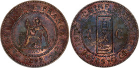 French Indochina 1 Centime 1892 A Paris
KM# 1, Lec# 43, N# 3311; Bronze; Third Republic (1870-1940); Marianne seated left with fasces; XF+