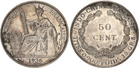 French Indochina 50 Centimes 1936 Paris
KM# 4a.2, N# 11286; Silver; Marianne; mint luster; AUNC