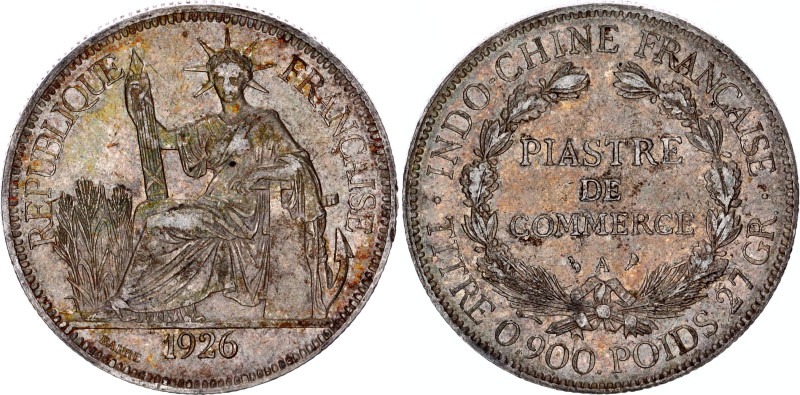 French Indochina 1 Piastre 1926 A Paris
KM# 5a.1, Lec# 302, N# 11287; Silver; T...