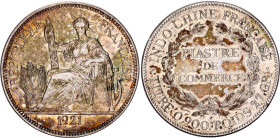 French Indochina 1 Piastre 1921 San Francisco
KM# 5a.2, Lec# 296, N# 11287; Silver; Third Republic (1870-1940); Marianne seated left with fasces; min...