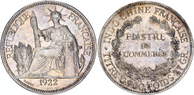 French Indochina 1 Piastre 1922 San Francisco
KM# 5a.2, Lec# 298, N# 11287; Silver; Third Republic (1870-1940); Marianne seated left with fasces; min...