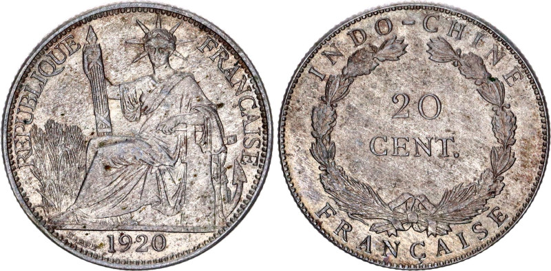 French Indochina 20 Centimes 1920 San Francisco
KM# 15, N# 11285; Silver; Third...