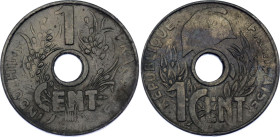 French Indochina 1 Centime 1941
KM# 24.3, Schön# 22, N# 6675; Zinc; VF-XF env. damage